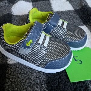 Kids' Gray and Green Velcro Sneakers